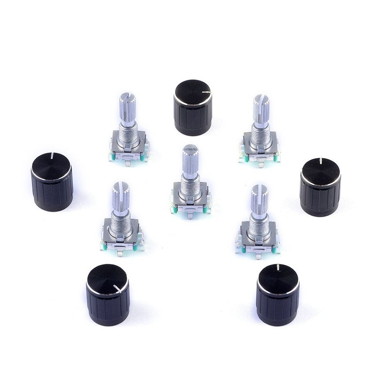 Cylewet 5Pcs 360 Degree Rotary Encoder Code Switch Digital Potentiometer with Push Button 5 Pins and Knob Cap for Arduino (Pack of 5) CYT1100 - Image 1